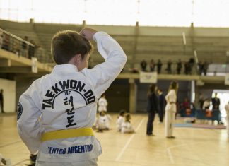 Encuentro a puro Taekwondo en el estadio Rusticucci Encuentro anual del Centro Argentino de Taekwondo