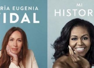 El llamativo parecido de la portada del libro de María Eugenia Vidal con el de Michelle Obama