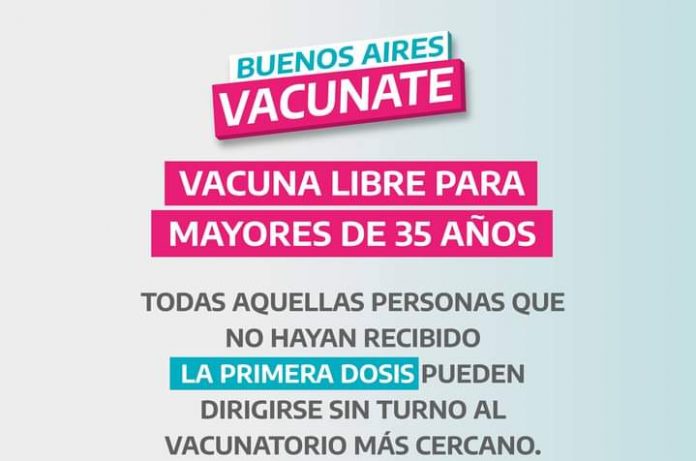 Buenos Aires vacunate +35 vacunación libre para mayores de 35 años