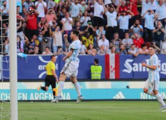 Argentina le ganó a Estonia con cinco de Messi cinco de Messi