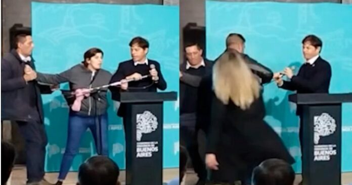 kichi Kicillof recibió a la mujer irrumpió su acto en Brandsen