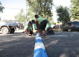 Achával recorrió las nuevas obras de asfalto de Lagomarsino